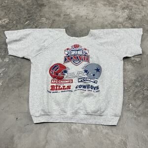 Vintage 1993 Super Bowl XXVII Buffalo Bills Dallas Cowboys Crewneck READ DESCRIP
